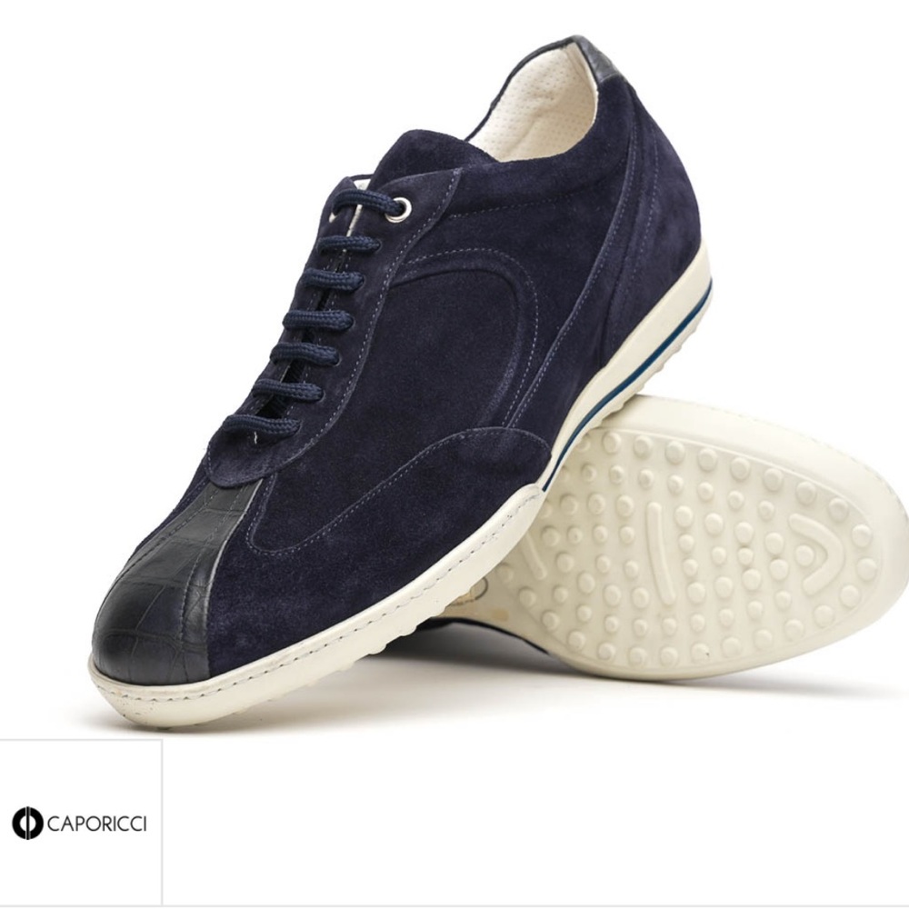NEW CAPORICCI calfskin sneakers navy